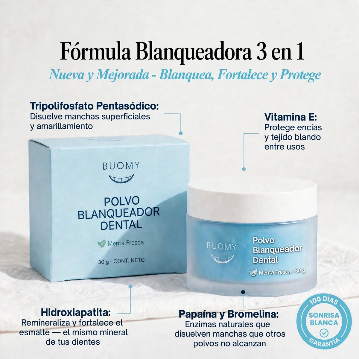 Polvo Blanqueador Dental Buomy